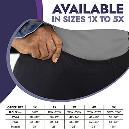 Popular Women's Plus Size Cotton Blend Leggings - 1X-5X, Full Length, Breathable, Yoga, Black, Charcoal, Navy, White