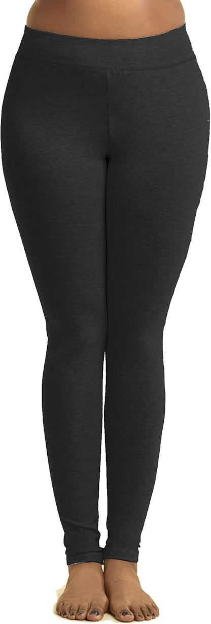 Popular Women's Plus Size Cotton Blend Leggings - 1X-5X, Full Length, Breathable, Yoga, Black, Charcoal, Navy, White