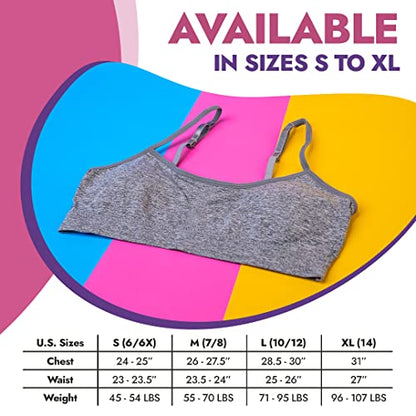 Popular Girls Padded Training Bra Pack – Crop Cami Training Bras for Girls. Seamless Bra Design with Removable Padding