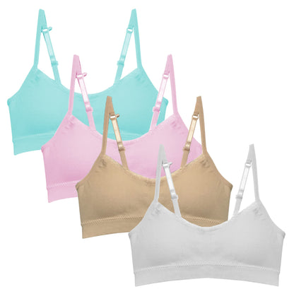 Popular Girls Padded Training Bra Pack – Crop Cami Training Bras for Girls. Seamless Bra Design with Removable Padding