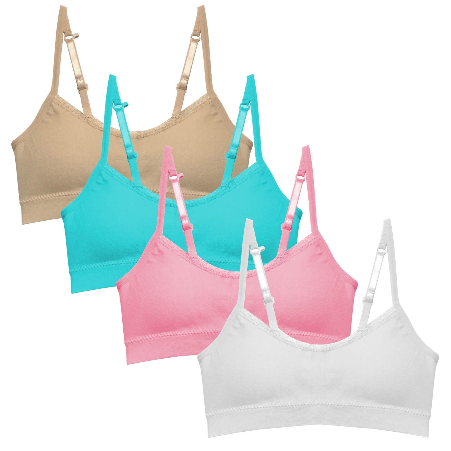 Popular Girls Padded Training Bra Pack – Crop Cami Training Bras for Girls. Seamless Bra Design with Removable Padding