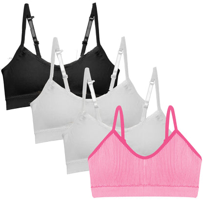 Popular Girls Padded Training Bra Pack – Crop Cami Training Bras for Girls. Seamless Bra Design with Removable Padding