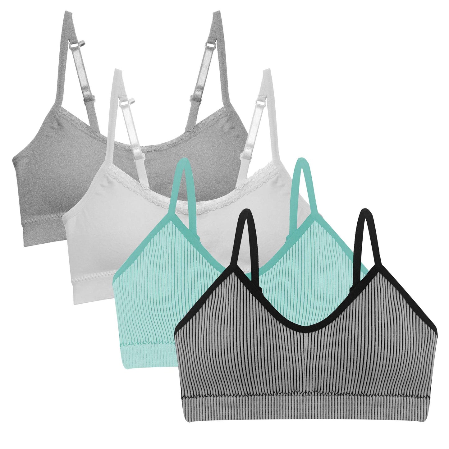 Popular Girls Padded Training Bra Pack – Crop Cami Training Bras for Girls. Seamless Bra Design with Removable Padding