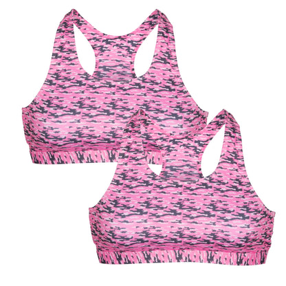 Popular Girls Sports Racerback Bra - Girls Sports Bras Print & Solid Colors. Training Bras for Girls & Teens - 2 Pack