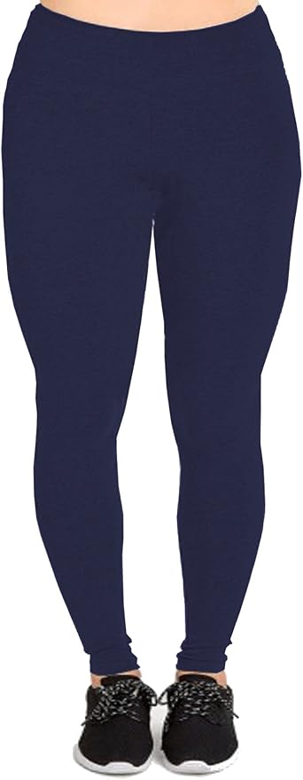 Popular Women's Plus Size Cotton Blend Leggings - 1X-5X, Full Length, Breathable, Yoga, Black, Charcoal, Navy, White