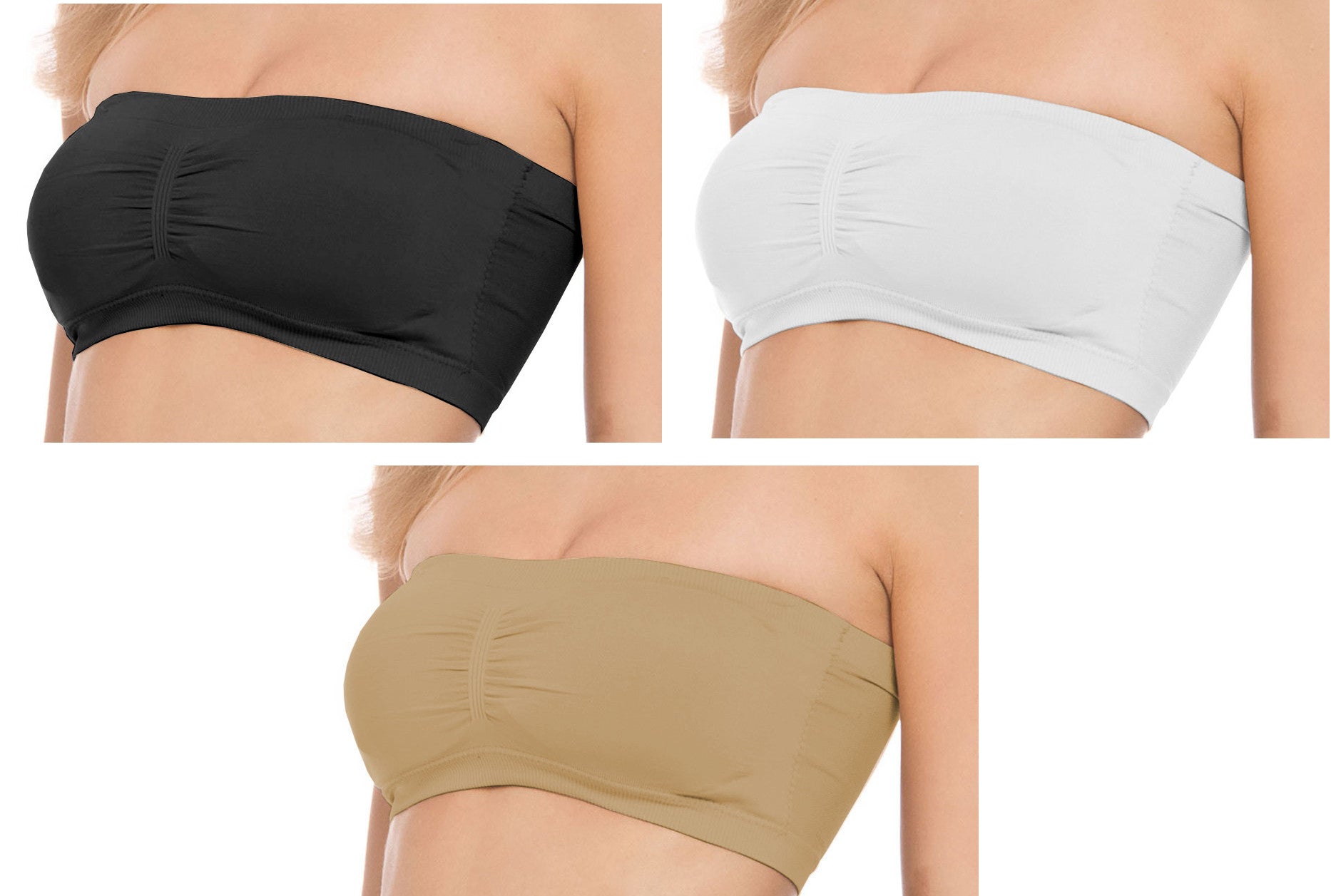 Women's Strapless Padded Tube Bra with Removable Pads 