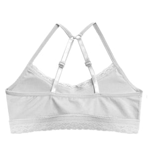 Girls Training Bra Pack – Crop Cami Training Bras for Girls. Seamless Bra  Removable Padding Lace Wht Nude Pnk M